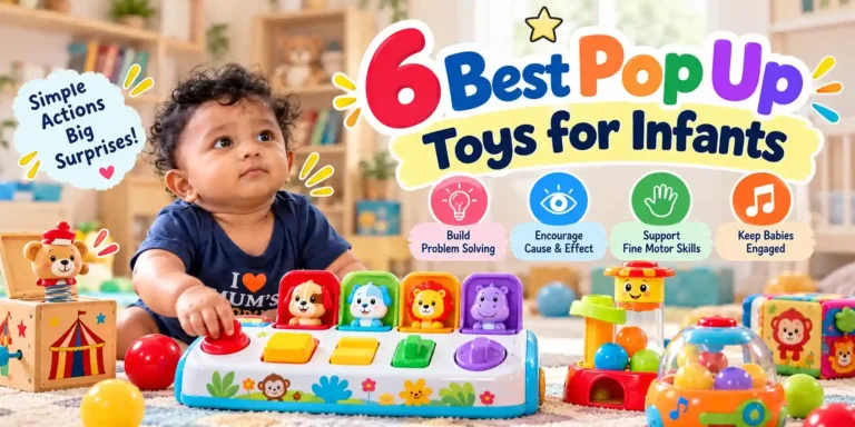 6 best pop up toys for infants featuring buttons, levers and dials that encourage cause and effect and fine motor skills