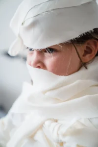 Hoodie mummy costume.