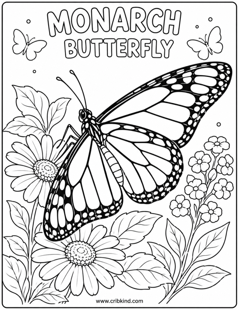 Monarch butterfly coloring page