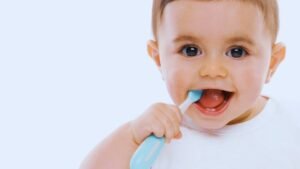 Baby grinding teeth in sleep showing infant bruxism