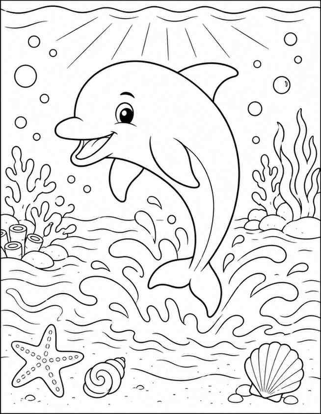 ocean animals coloring pages printables dolphin