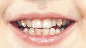 White spots on toddler teeth showing chalky marks on baby teeth